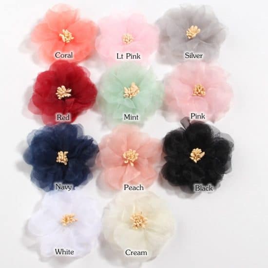 20pcs 6cm 2.3" chiffon artificial flowers for hair accessories handmade fabric flowers for headbands wedding craft project