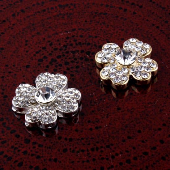 wholesale 30pcs hot fix vintage metal leaf crystal pearl buttons alloy flatback rhinestone buttons for hair accessories